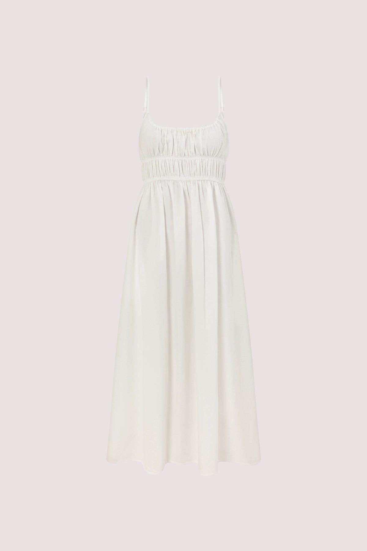 ZAHARA WHITE COTTON MIDI DRESS