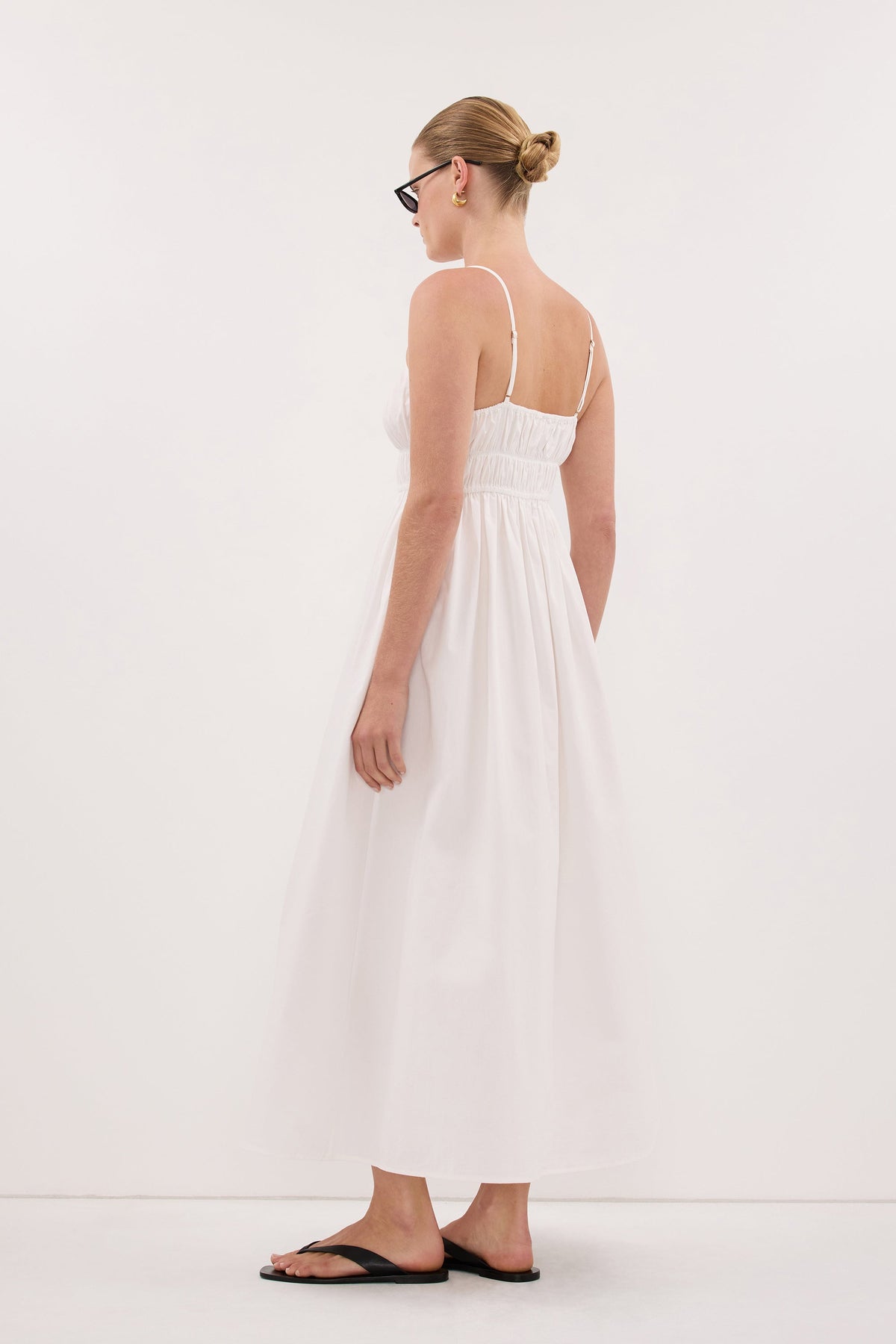 ZAHARA WHITE COTTON MIDI DRESS