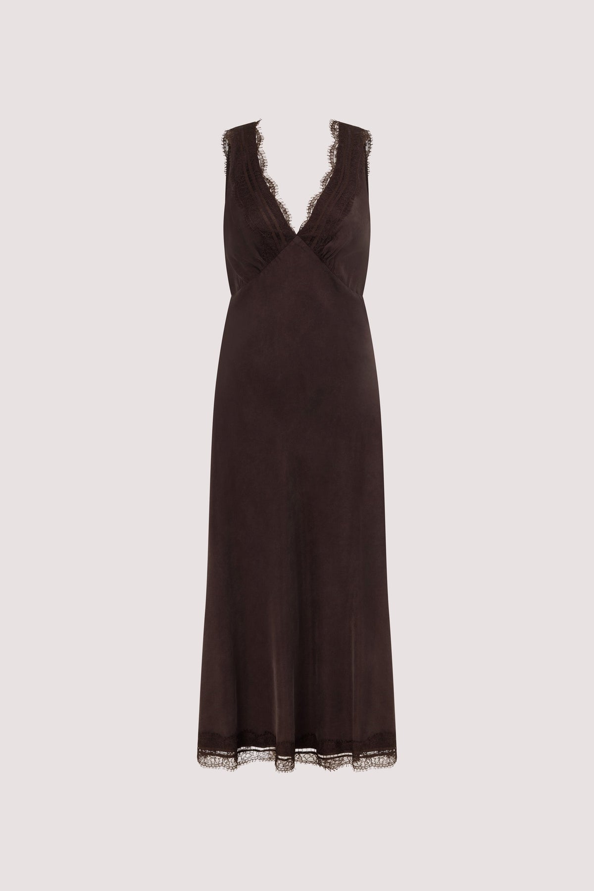 ANDREA PLUM CHOC CUPRO MIDI DRESS