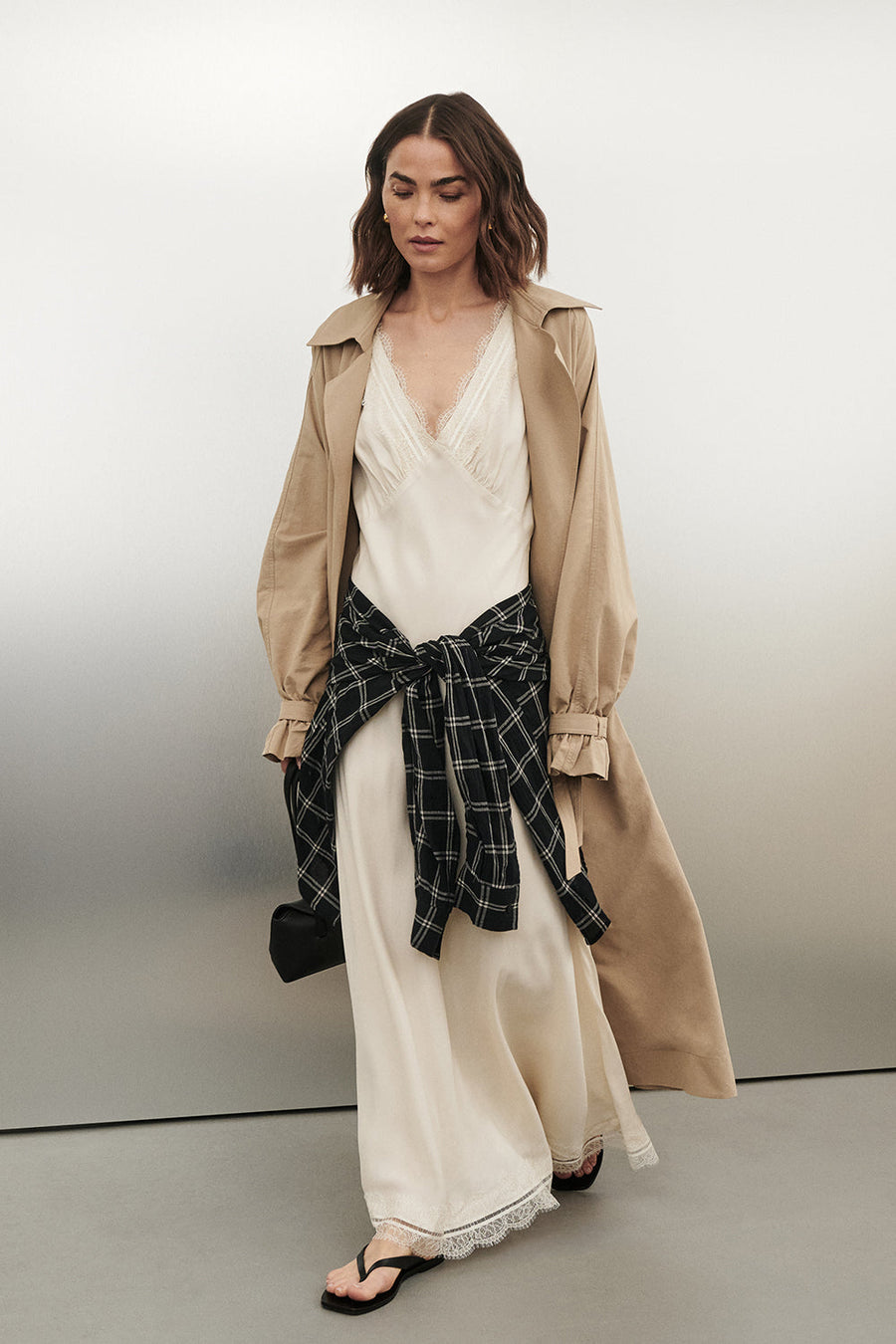 ANDREA SANDSTONE CUPRO MIDI DRESS