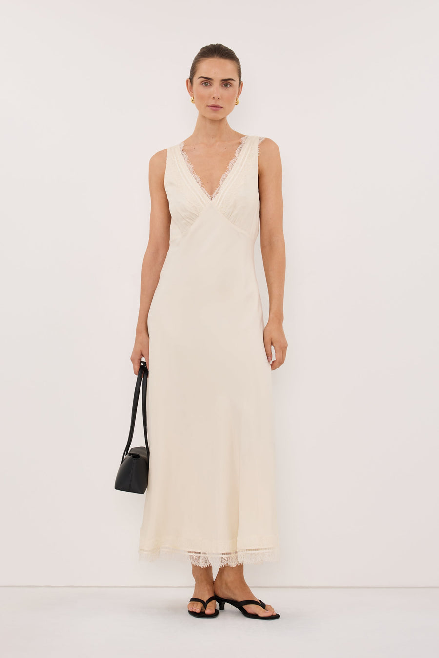 ANDREA SANDSTONE CUPRO MIDI DRESS