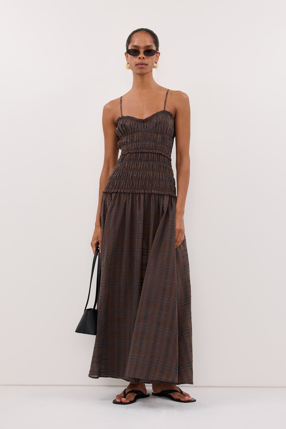 PETRA CHOC CHECK MIDI DRESS