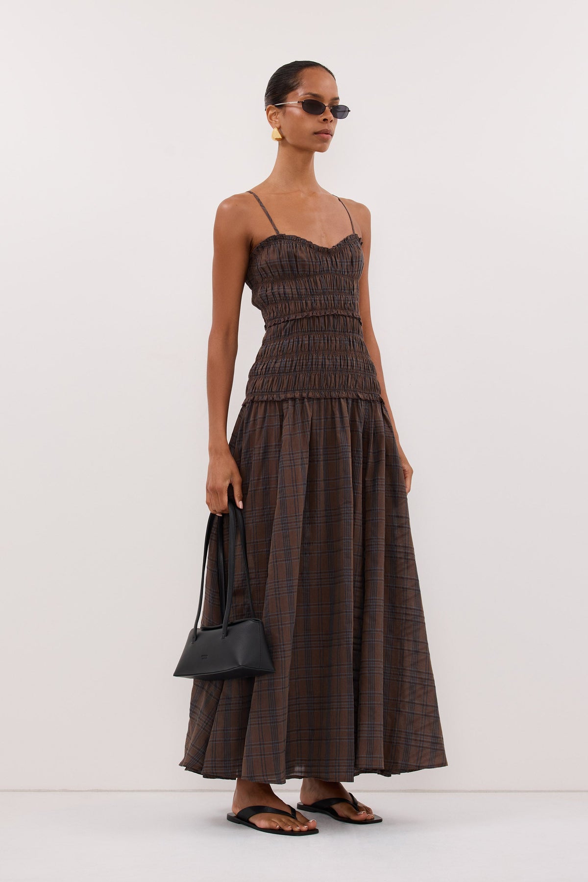 PETRA CHOC CHECK MIDI DRESS