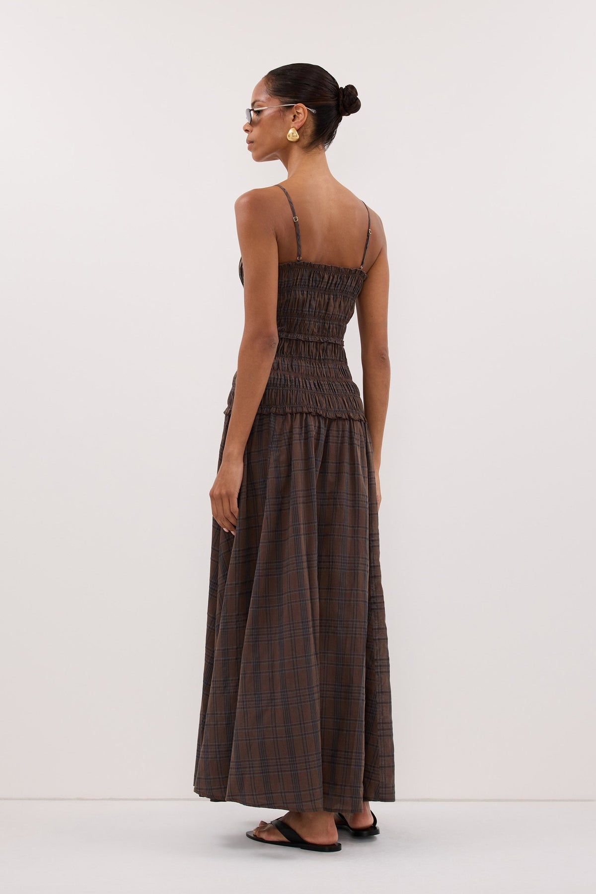 PETRA CHOC CHECK MIDI DRESS