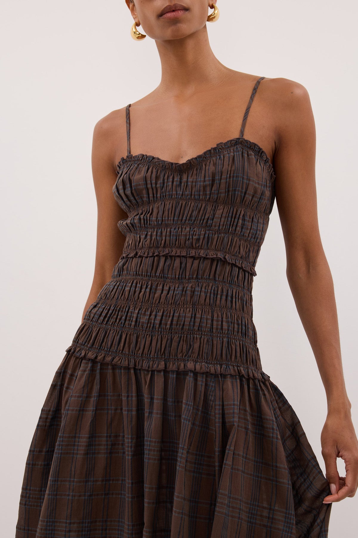 PETRA CHOC CHECK MIDI DRESS
