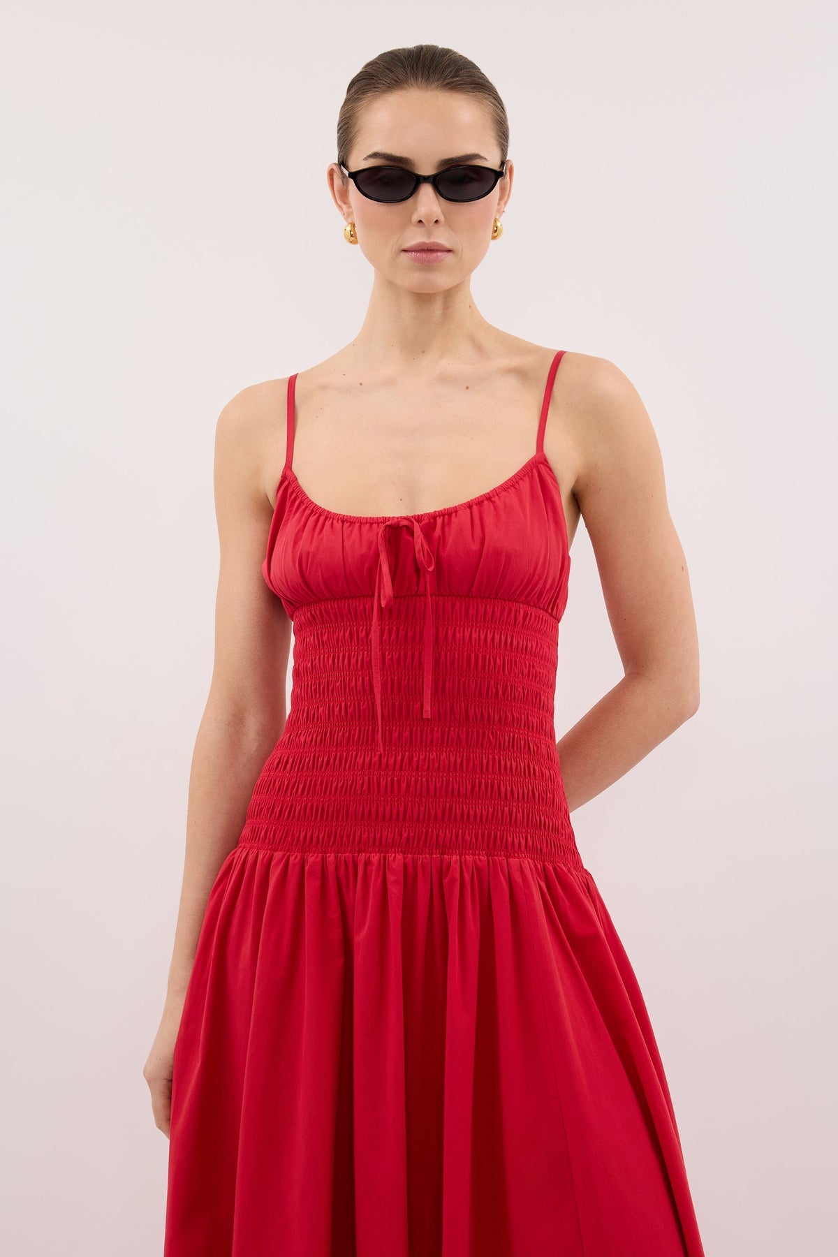 PALOMA RED COTTON MIDI DRESS