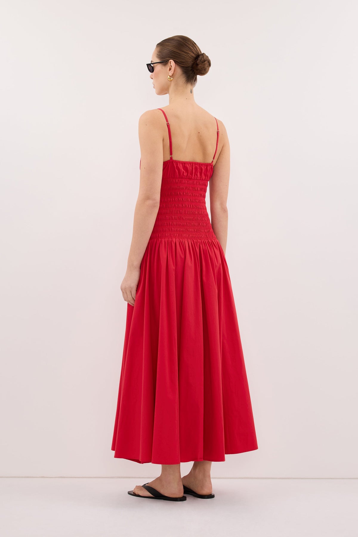PALOMA RED COTTON MIDI DRESS