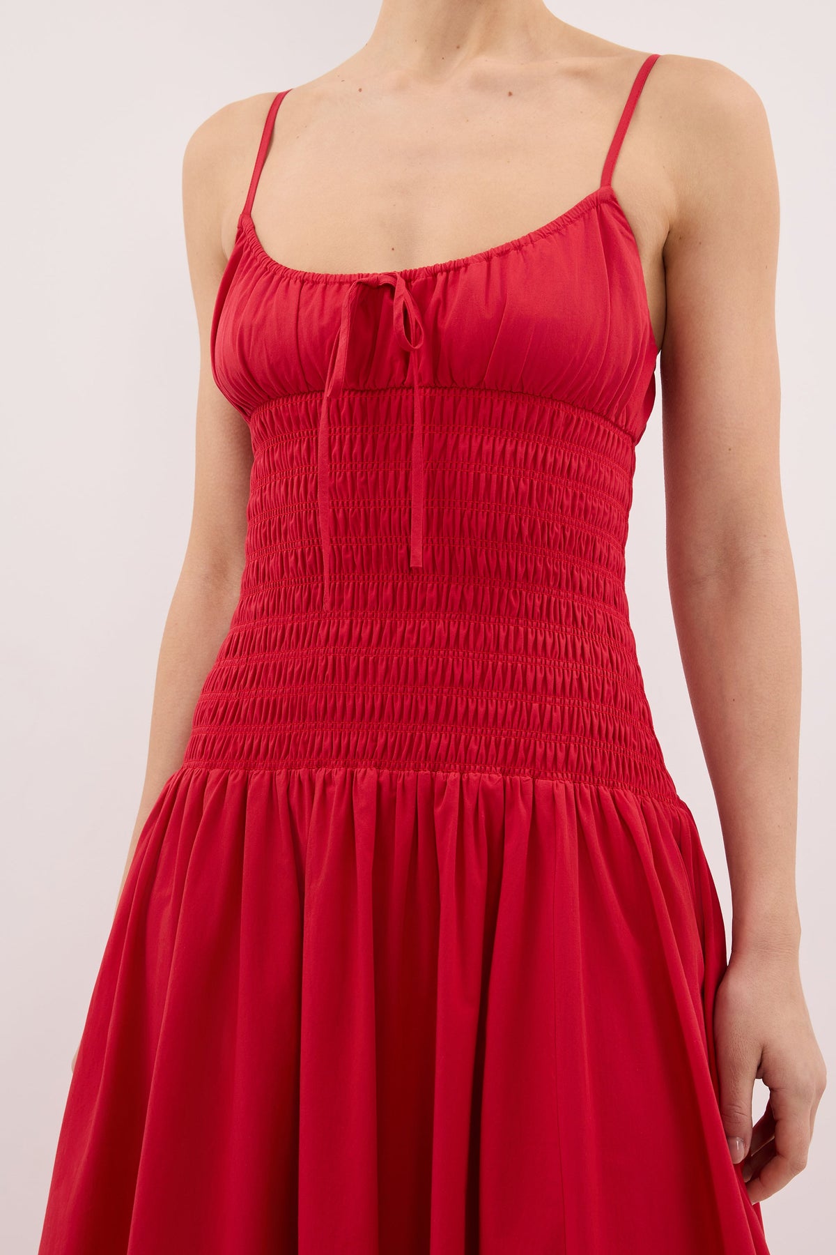 PALOMA RED COTTON MIDI DRESS
