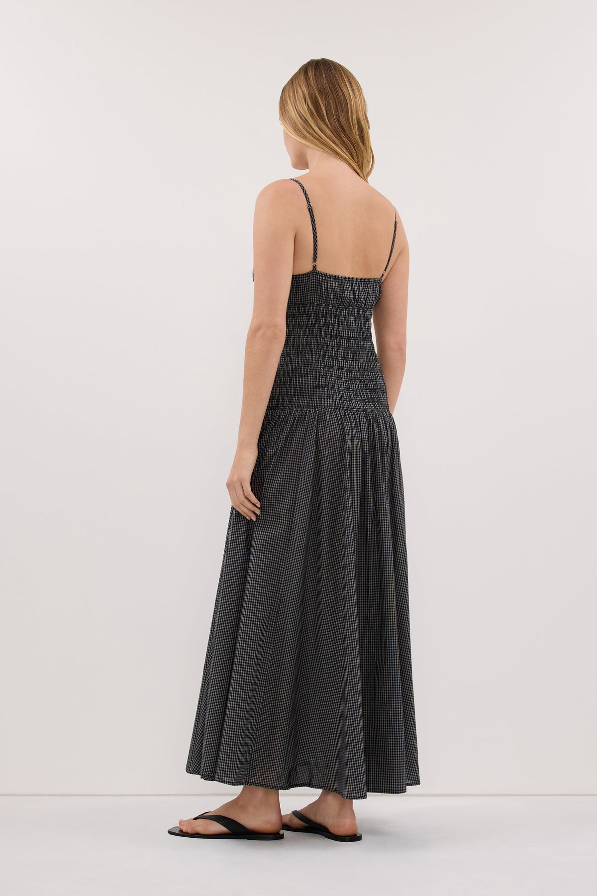 LILA BLACK CHECK MIDI DRESS