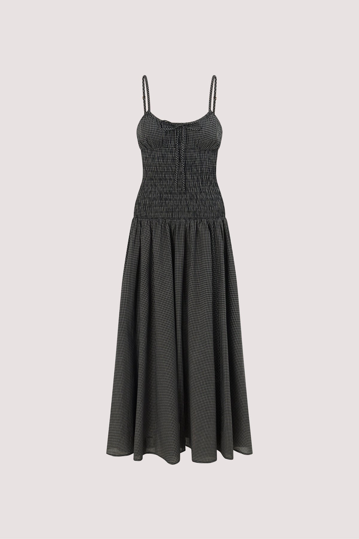 LILA BLACK CHECK MIDI DRESS