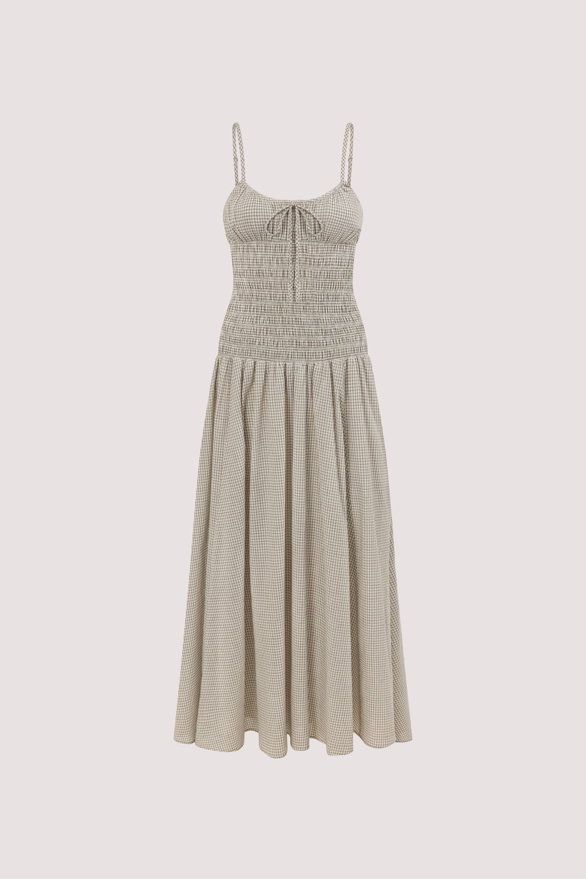 LILA CREAM CHECK MIDI DRESS