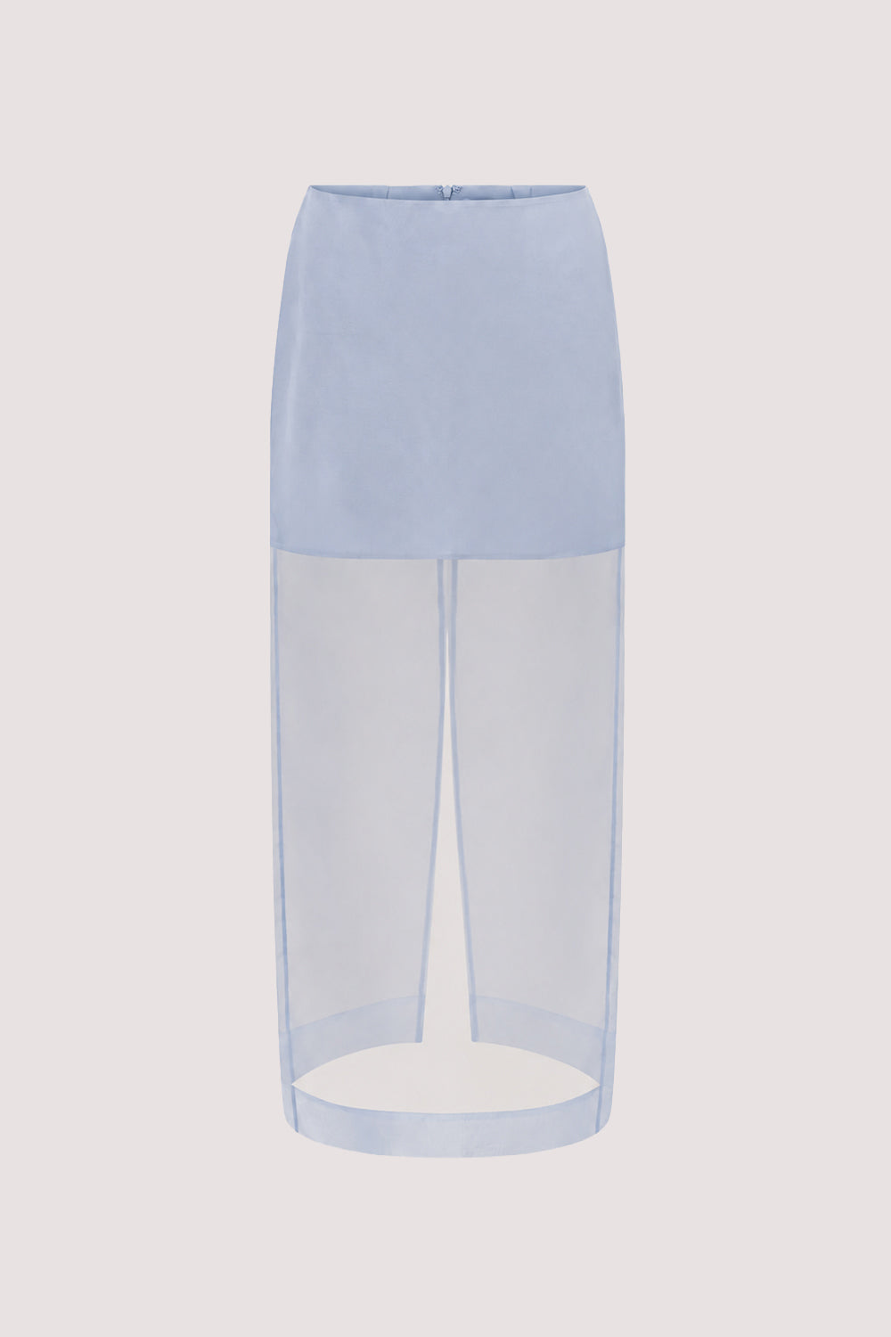 SIAN DUSTY BLUE SILK ORGANZA MIDI SKIRT
