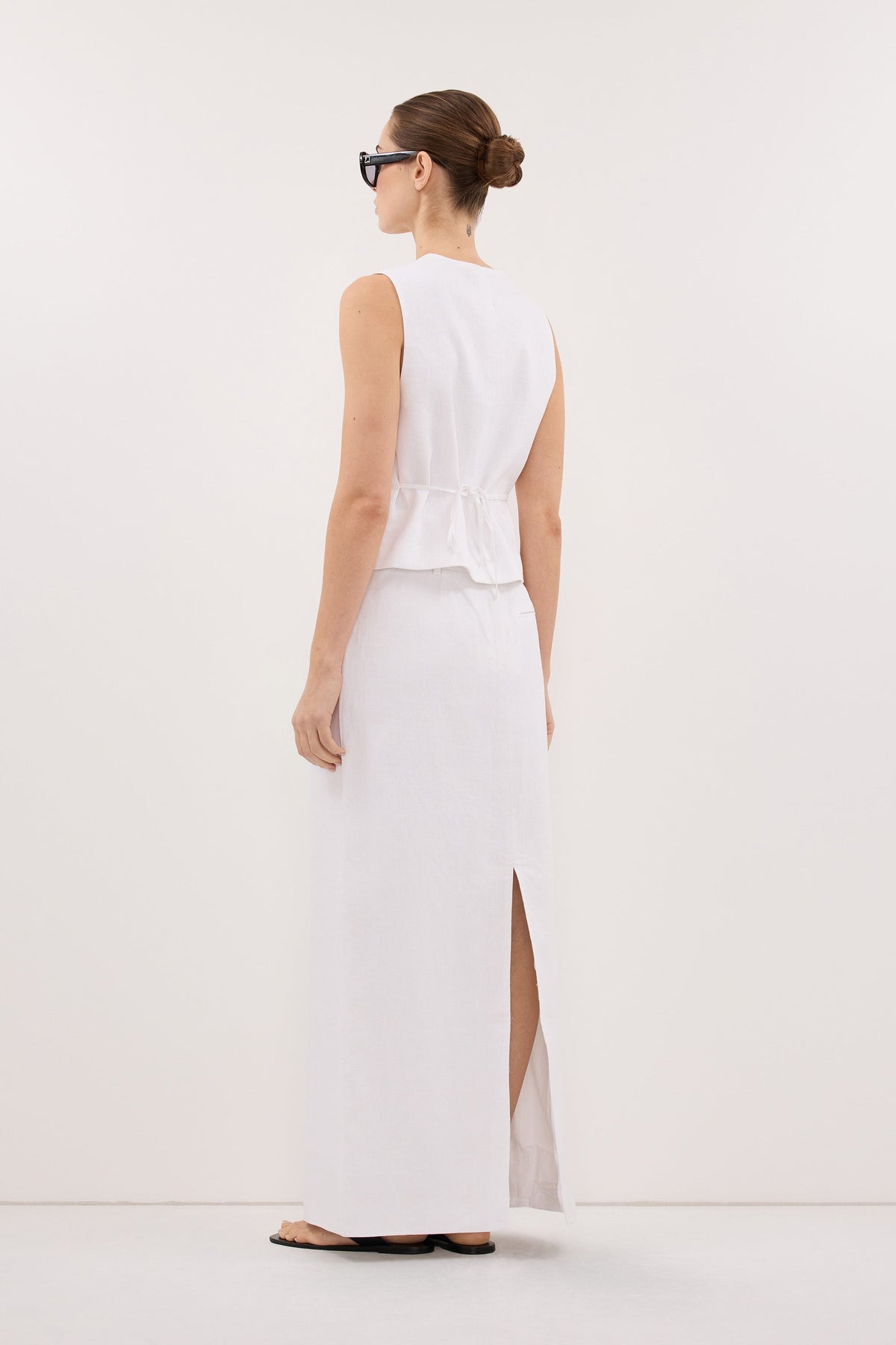 WINONA WHITE LINEN MIDI SKIRT