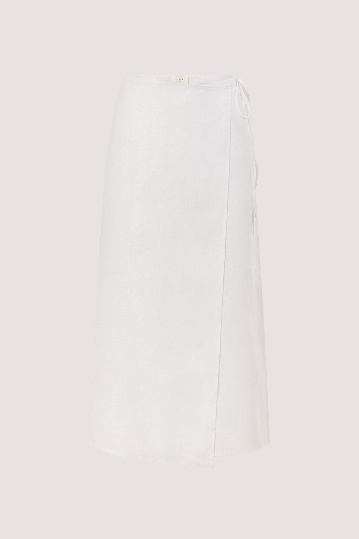 ODETTE WHITE LINEN WRAP MIDI SKIRT