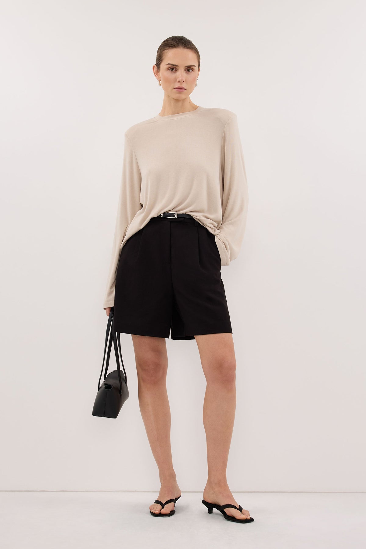 SOLENE BLACK BERMUDA SHORT