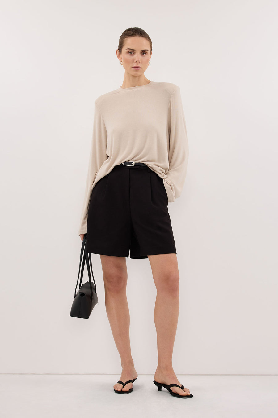 SOLENE BLACK BERMUDA SHORT