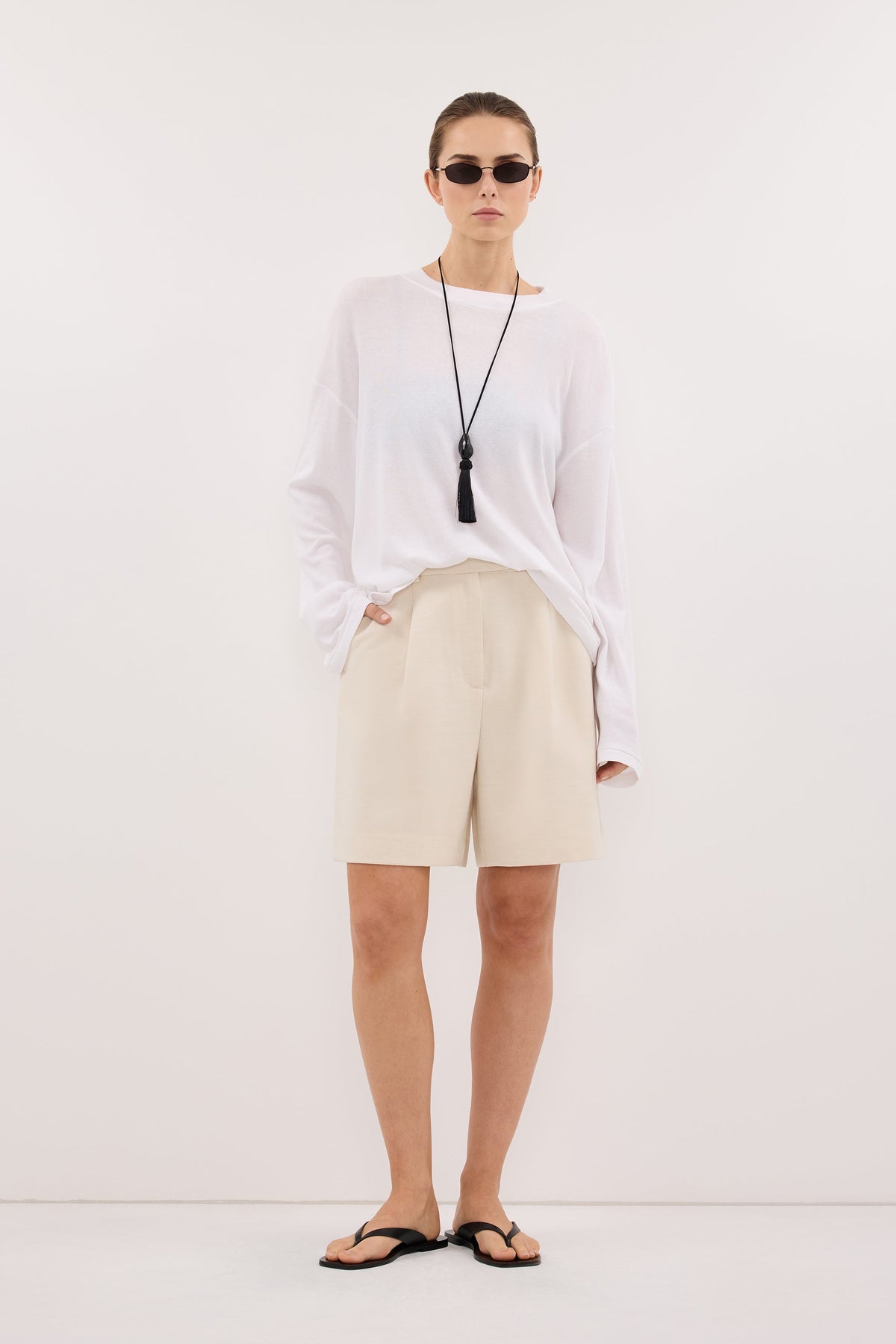 SOLENE CREAM BERMUDA SHORT