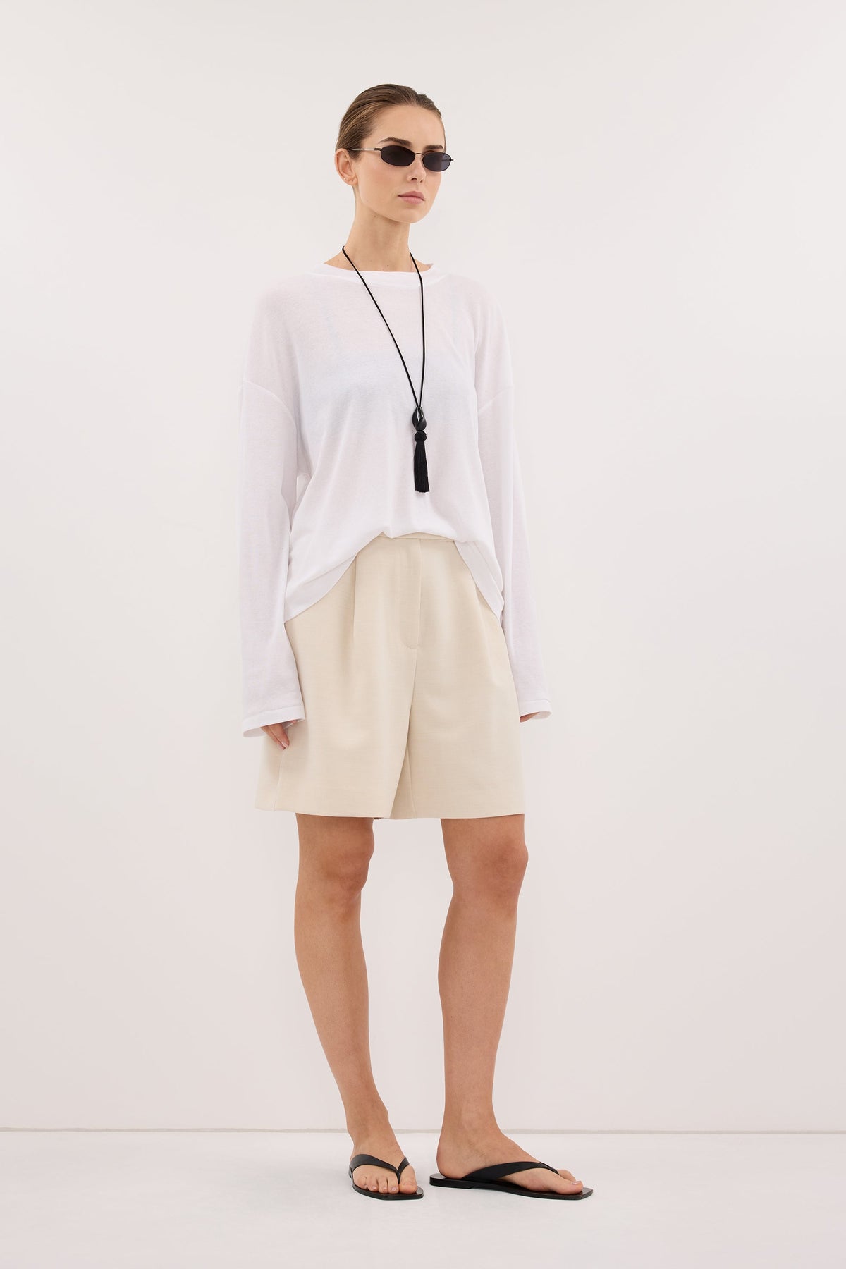 SOLENE CREAM BERMUDA SHORT