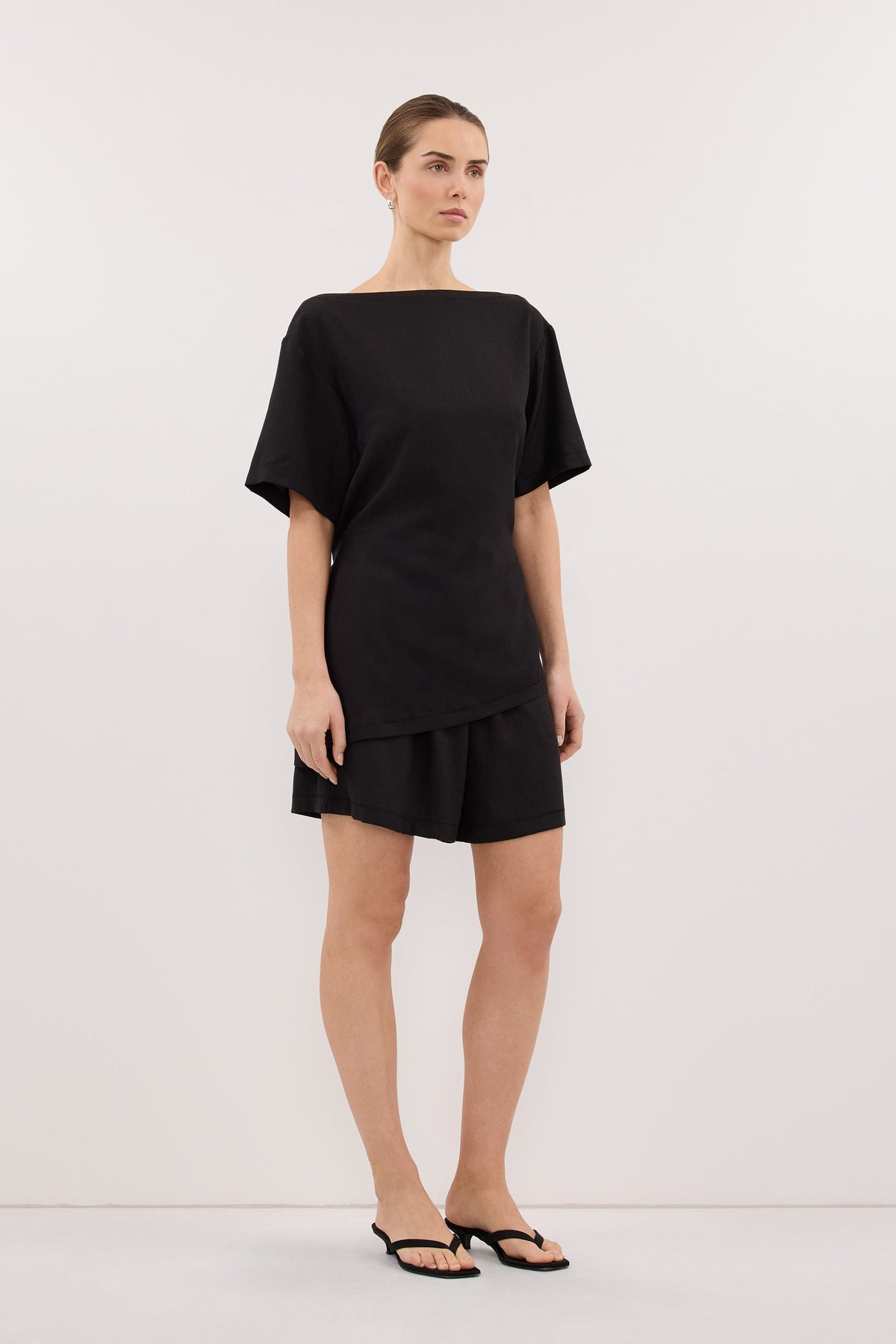 CALIA BLACK DRAWSTRING BERMUDA SHORT