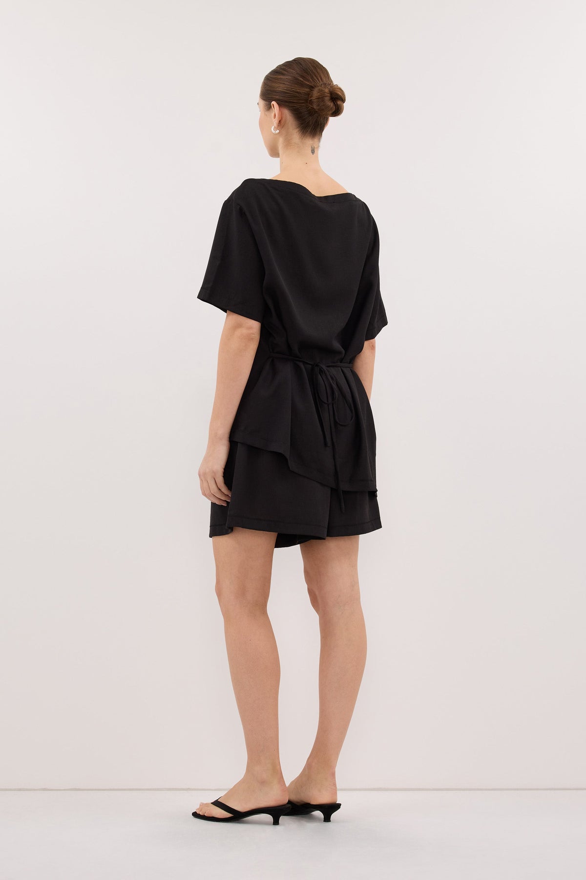 CALIA BLACK DRAWSTRING BERMUDA SHORT