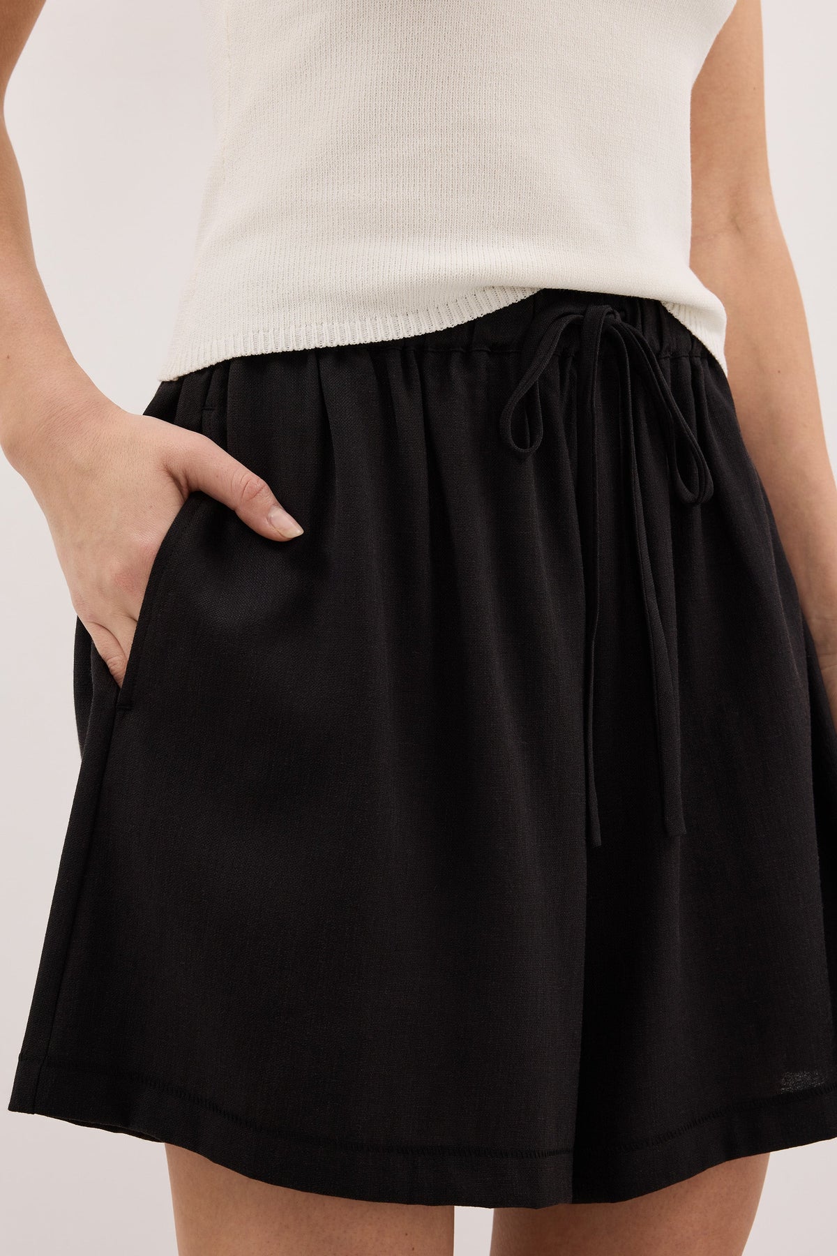 CALIA BLACK DRAWSTRING BERMUDA SHORT