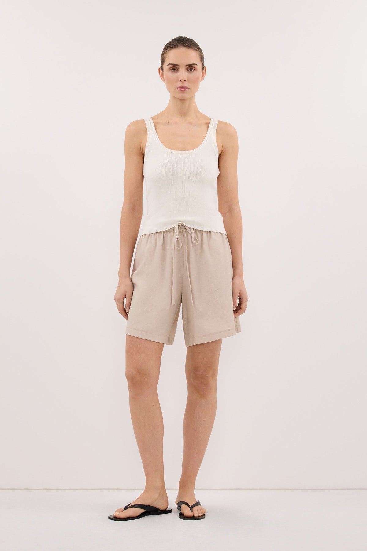 CALIA BONE DRAWSTRING BERMUDA SHORT