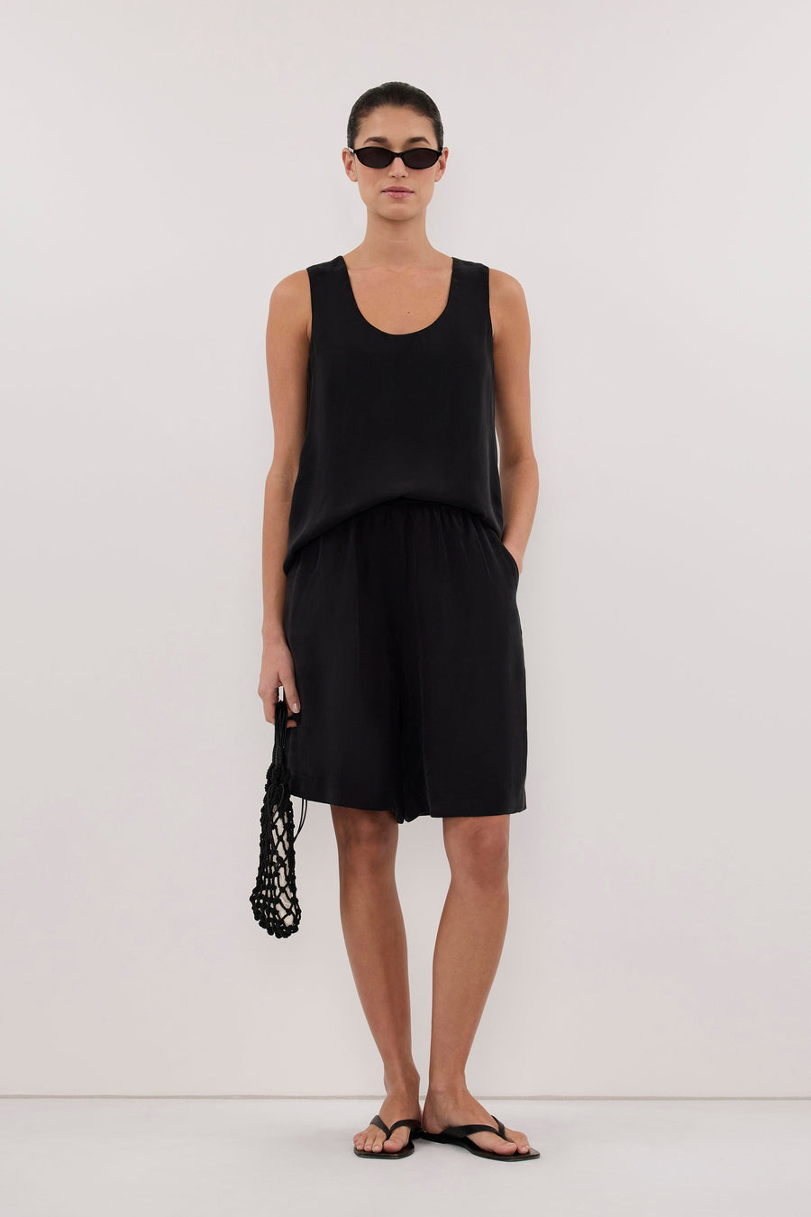 ALICE BLACK CUPRO BERMUDA SHORT