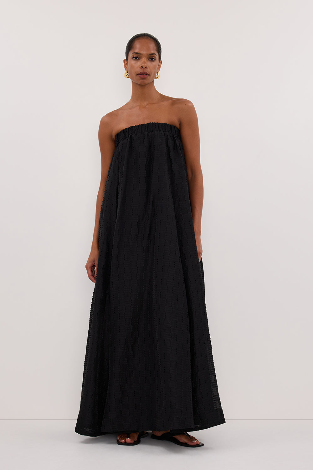 ELBA BLACK SHEER STRAPLESS DRESS