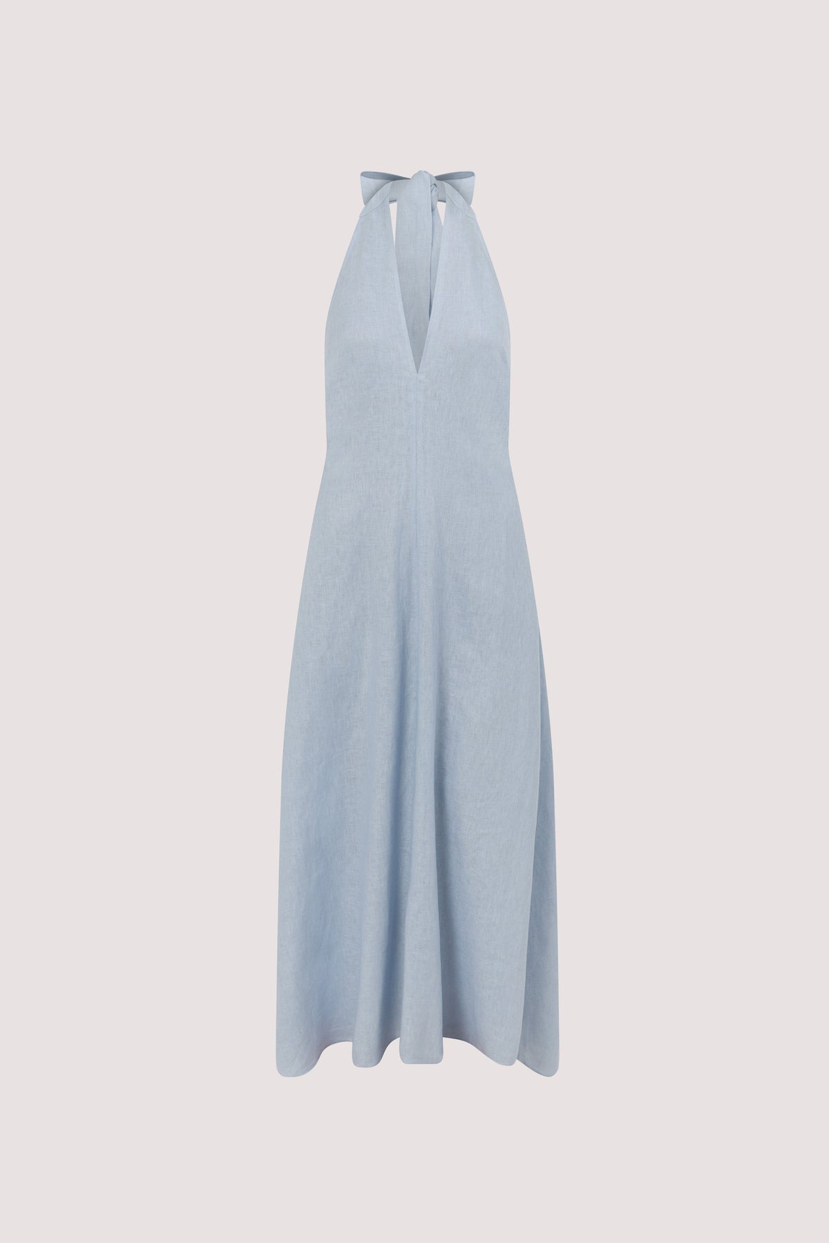 SKY DUSTY BLUE LINEN MIDI DRESS