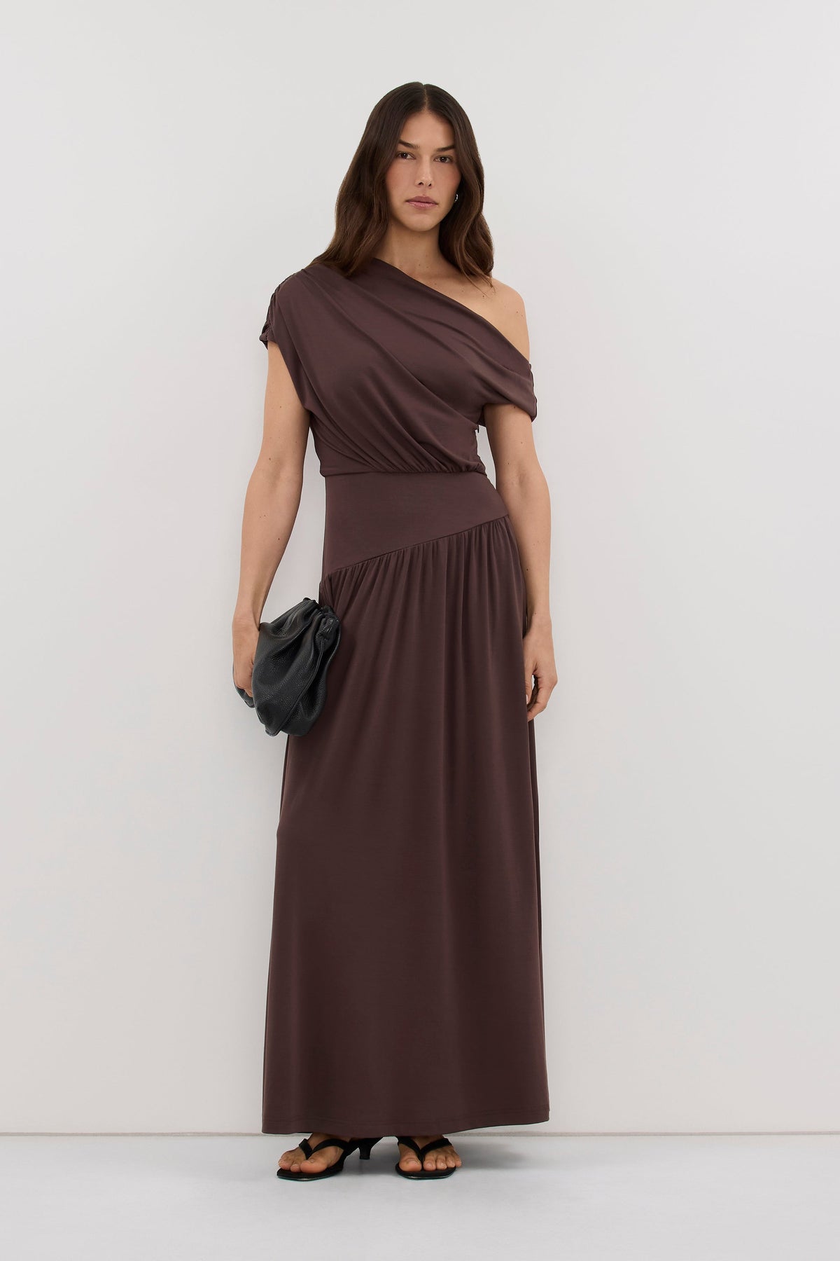 ELSIE CHOC MODAL ASYM MAXI DRESS