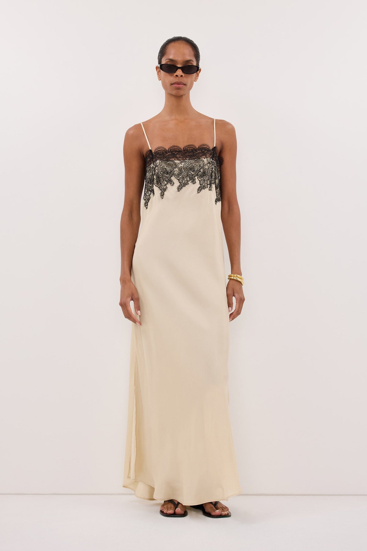 MINA STRAW CUPRO LACE MIDI DRESS