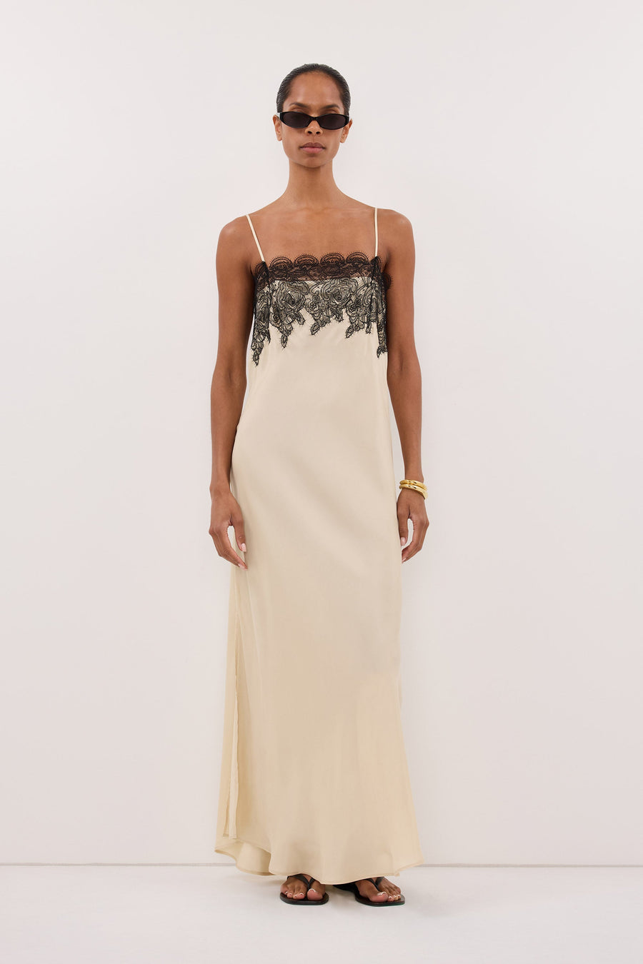 MINA STRAW CUPRO LACE MIDI DRESS