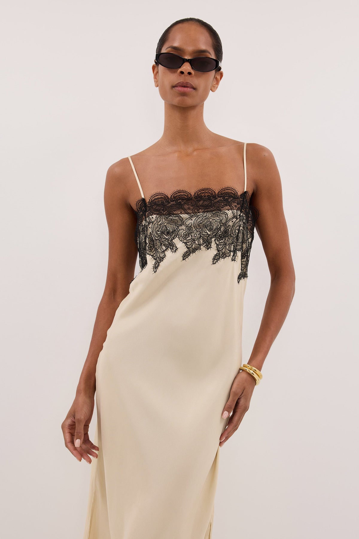 MINA STRAW CUPRO LACE MIDI DRESS