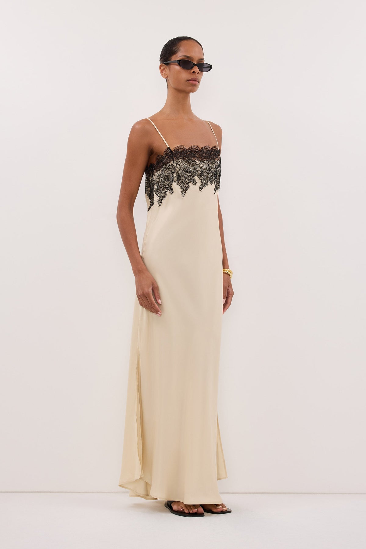 MINA STRAW CUPRO LACE MIDI DRESS