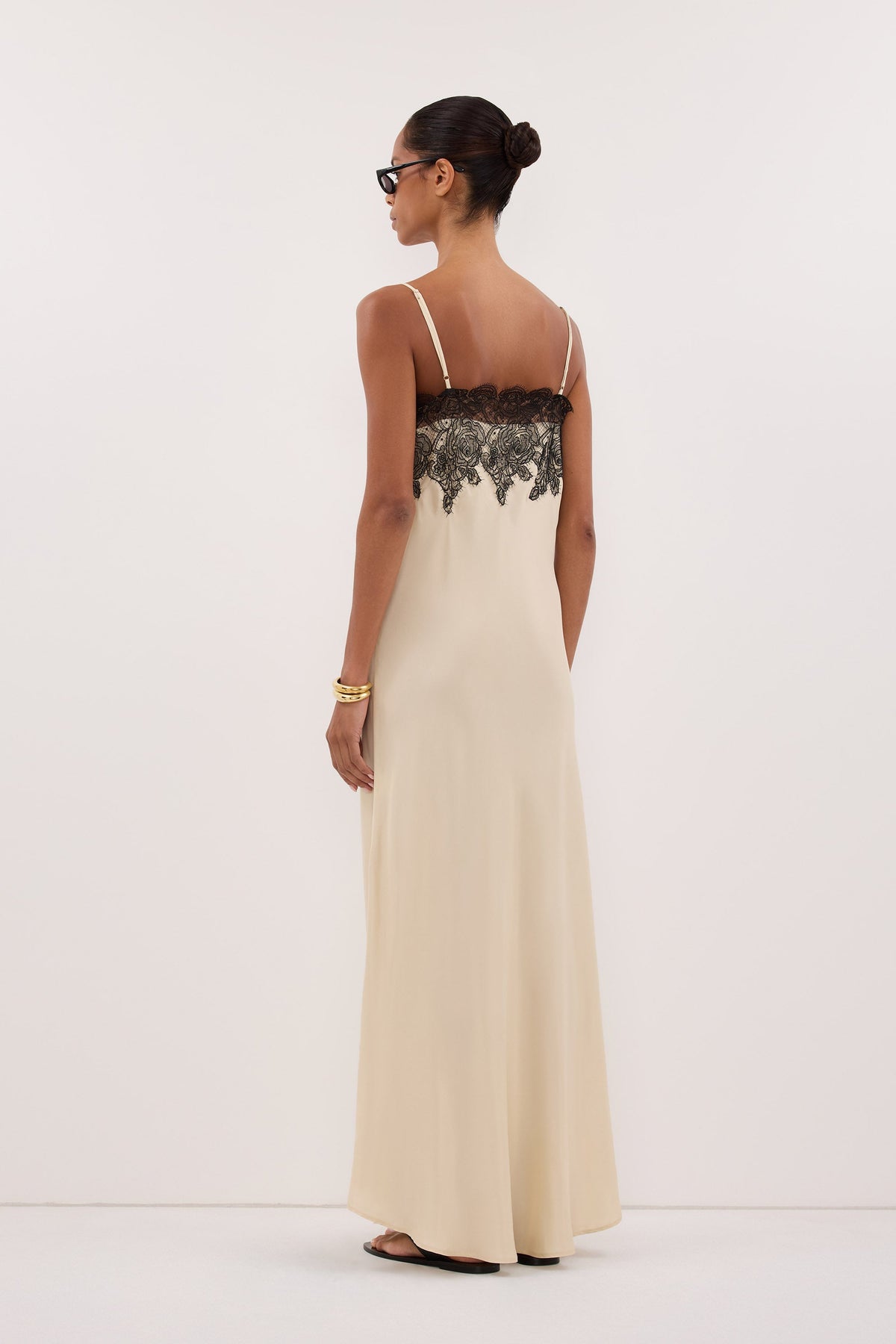 MINA STRAW CUPRO LACE MIDI DRESS