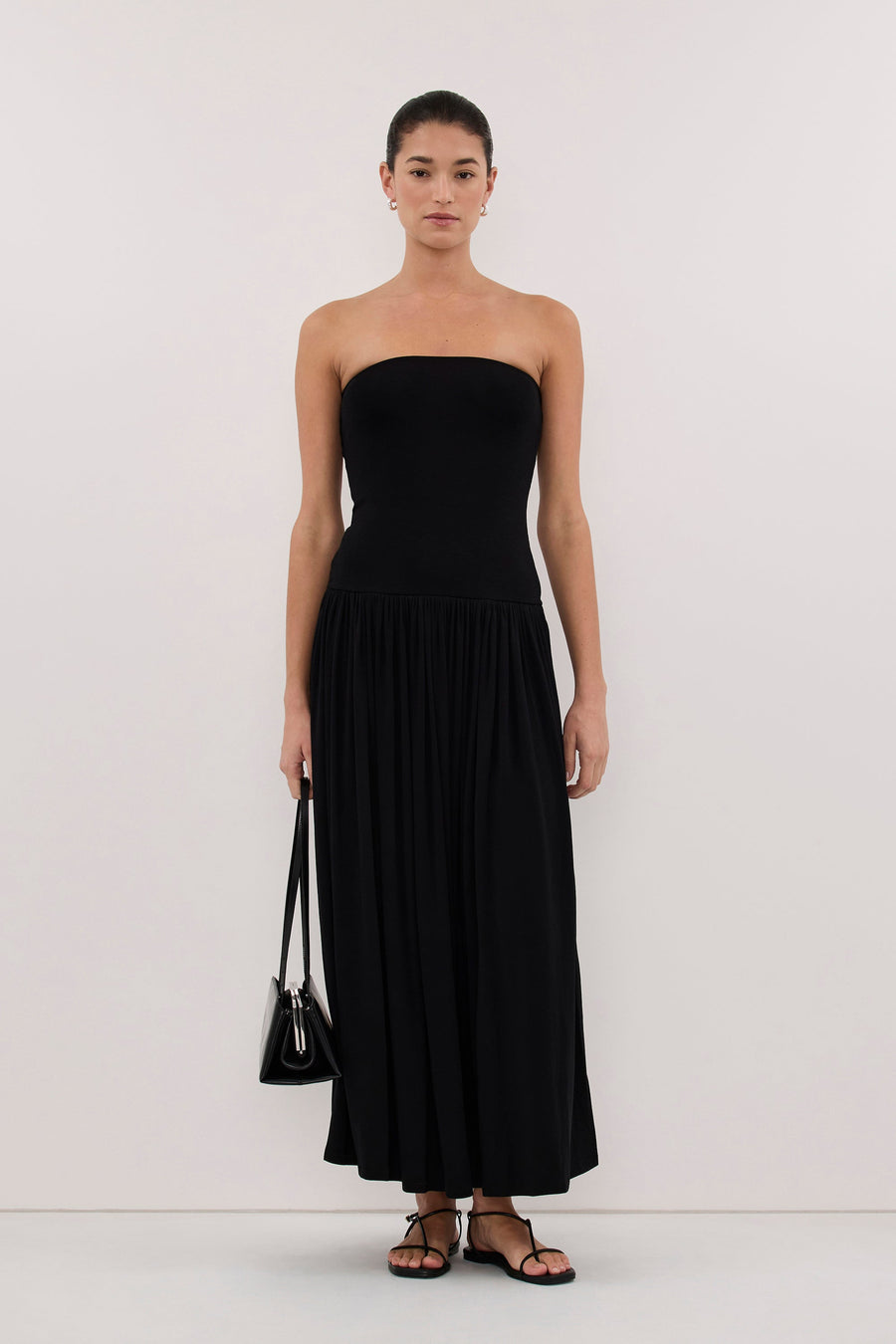 AVEN BLACK BANDEAU MAXI DRESS