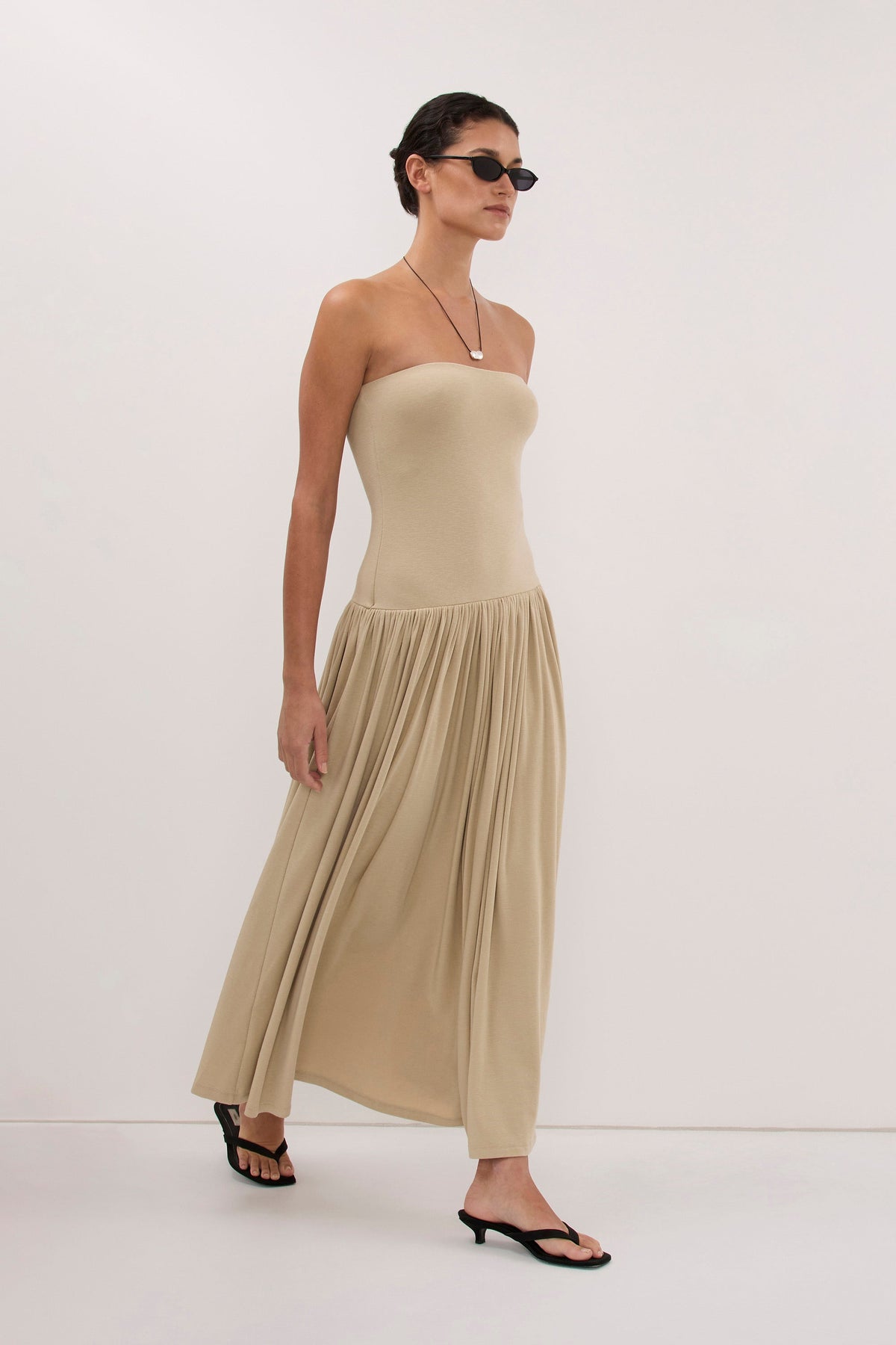 AVEN ELM SAGE BANDEAU MAXI DRESS