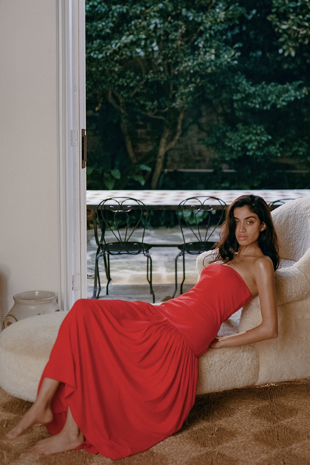 AVEN RED BANDEAU MAXI DRESS