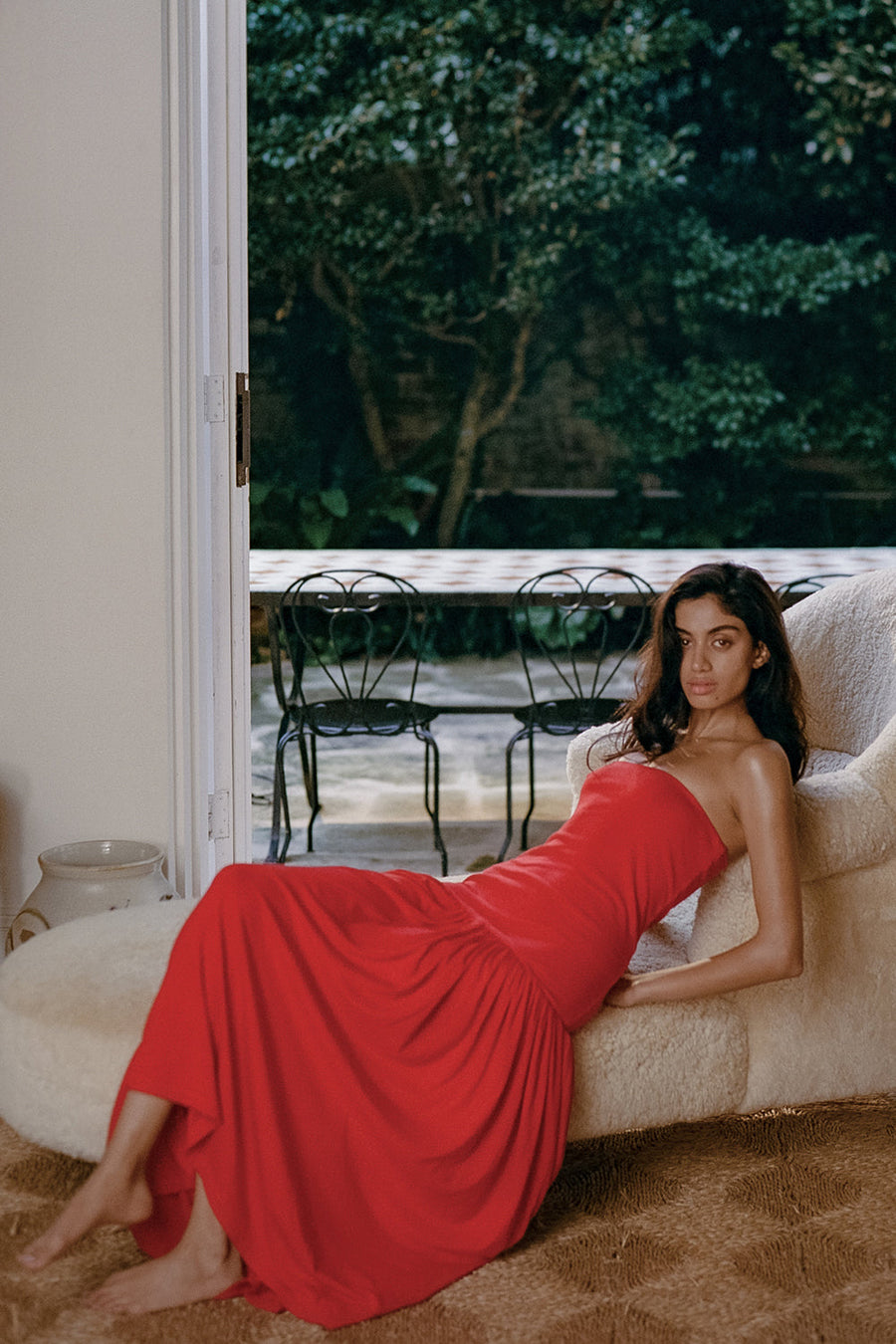 AVEN RED BANDEAU MAXI DRESS