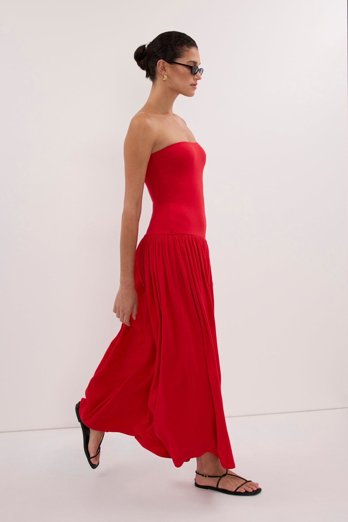 AVEN RED BANDEAU MAXI DRESS