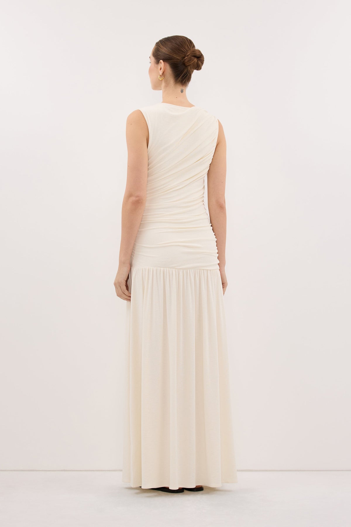 LOLA CREAM RUCHED MAXI DRESS