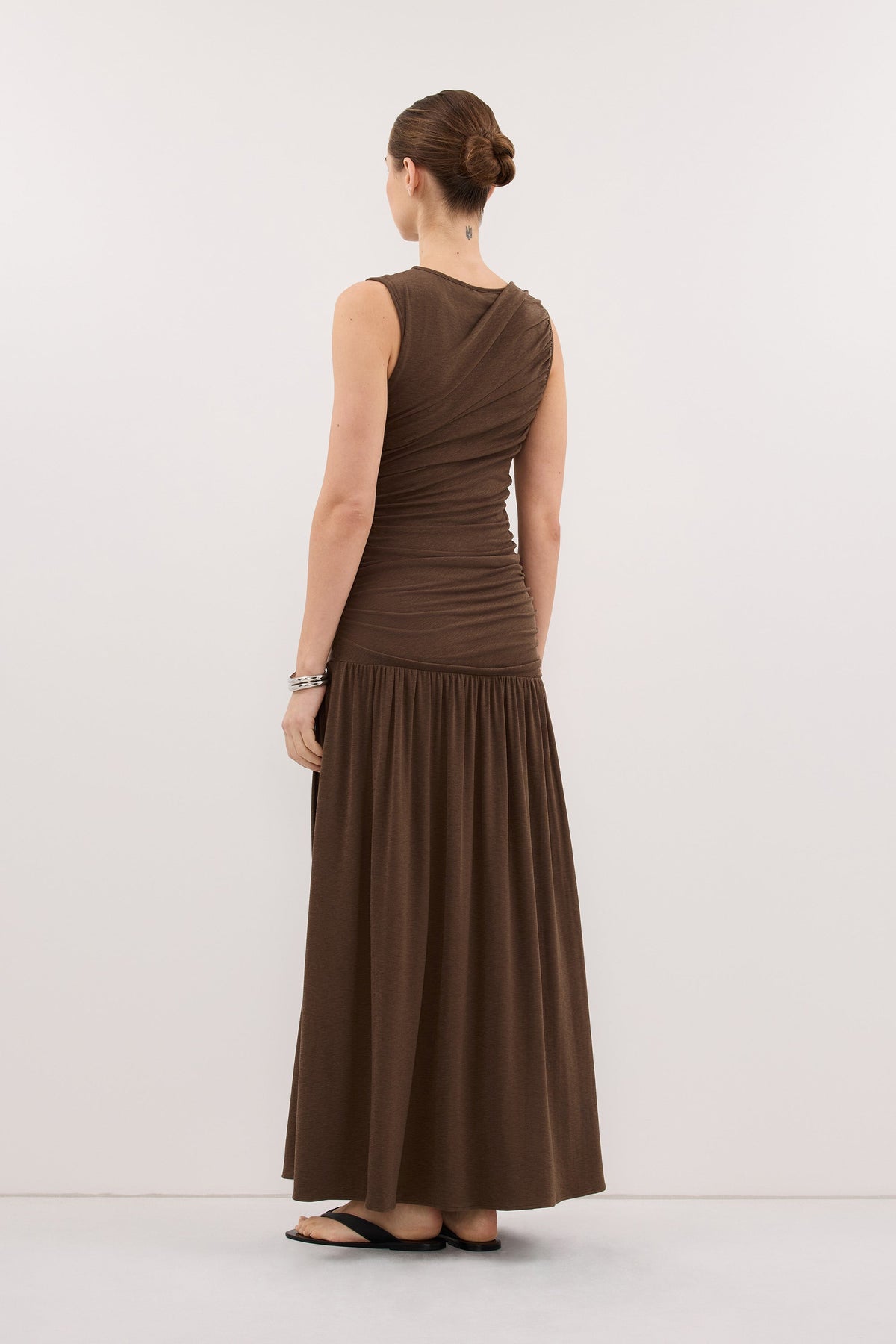 LOLA KHAKI RUCHED MAXI DRESS
