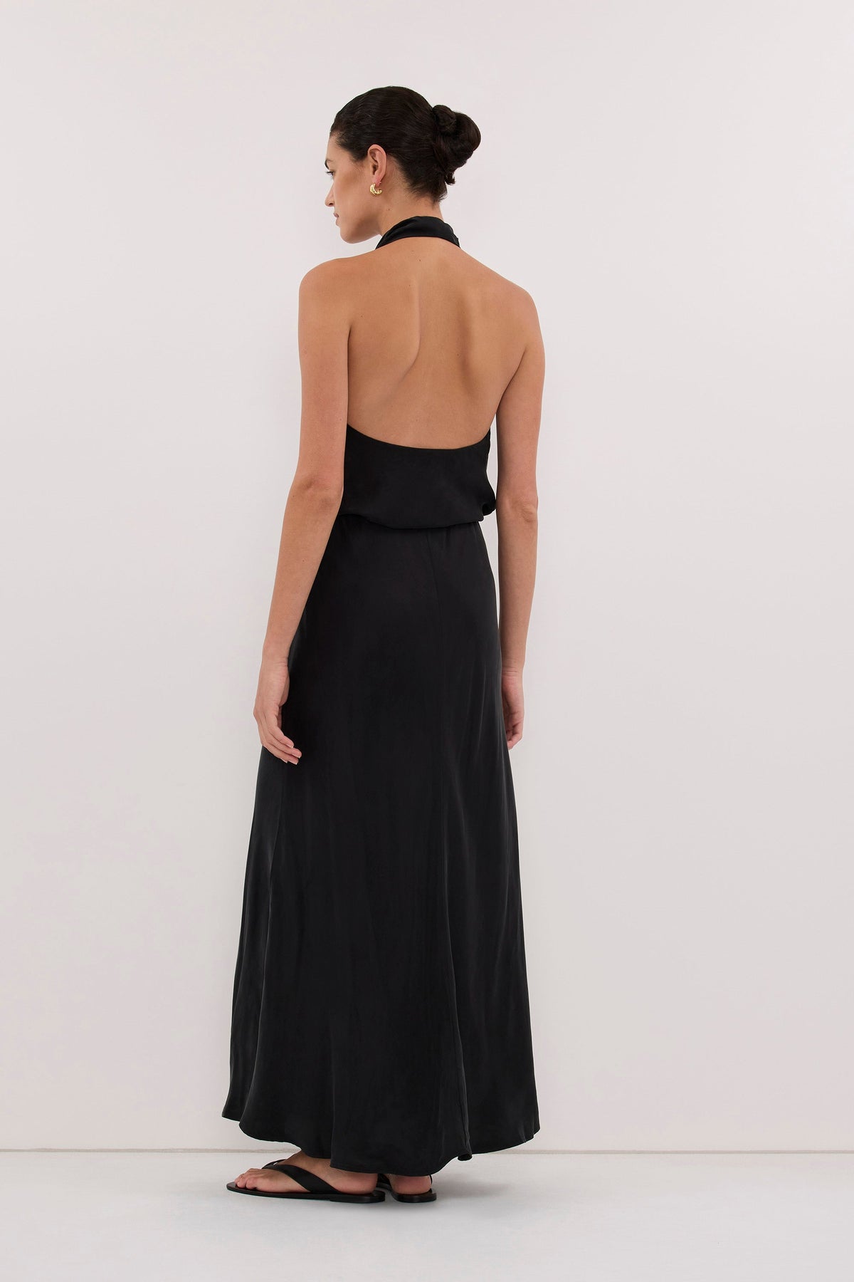ADELE BLACK CUPRO MIDI DRESS