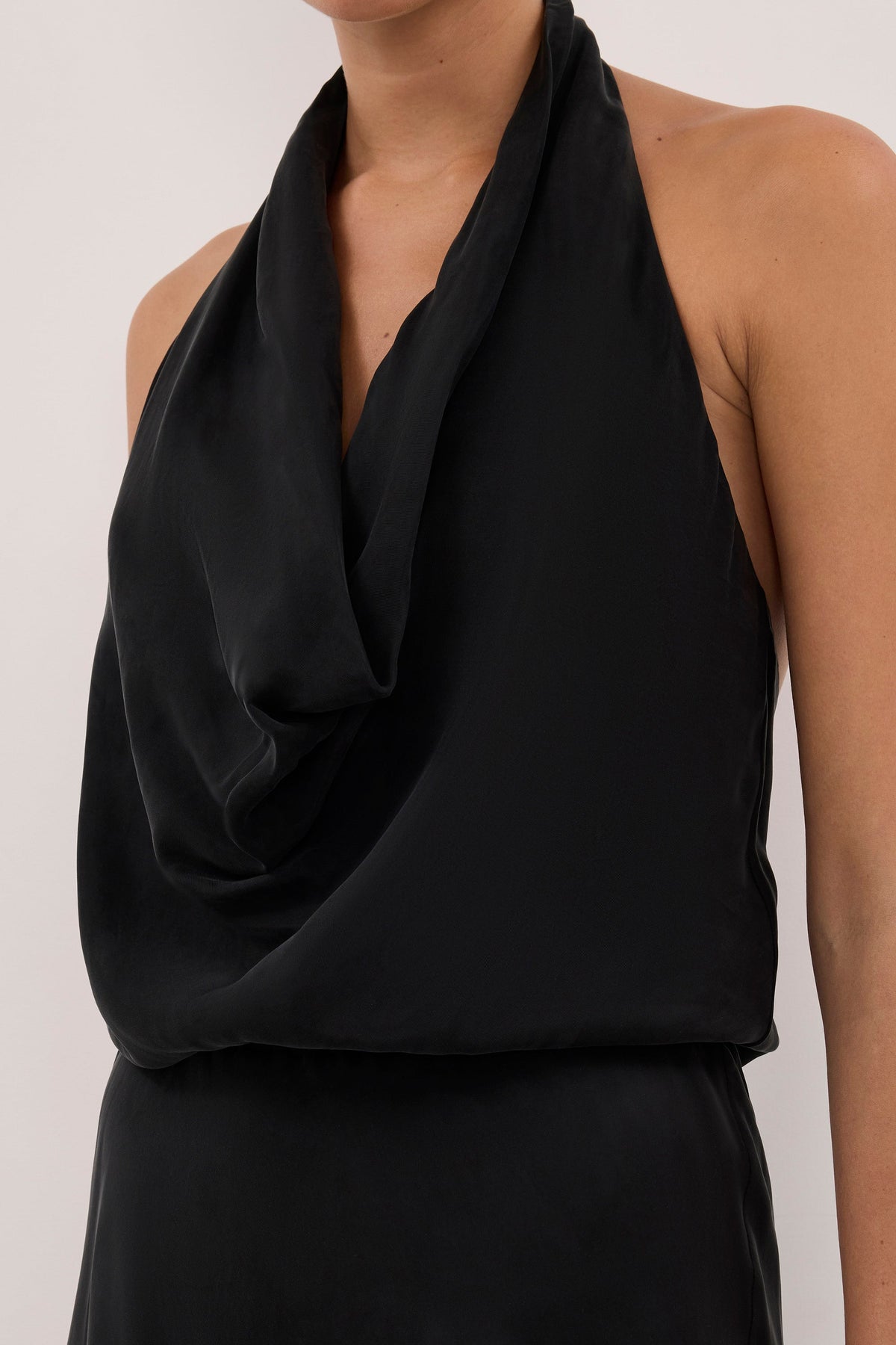 ADELE BLACK CUPRO MIDI DRESS