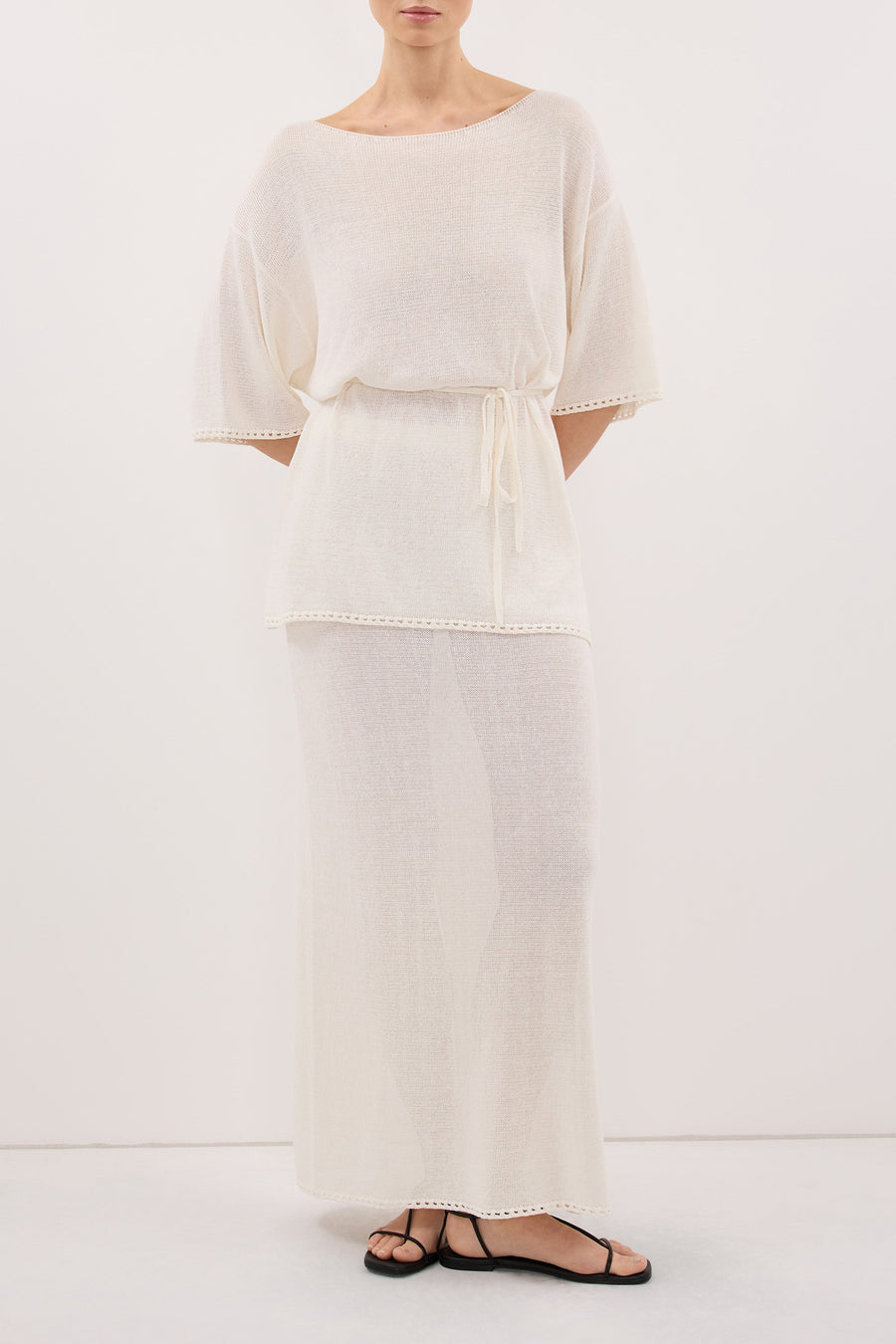 TARI OFF WHITE KNIT MIDI SKIRT