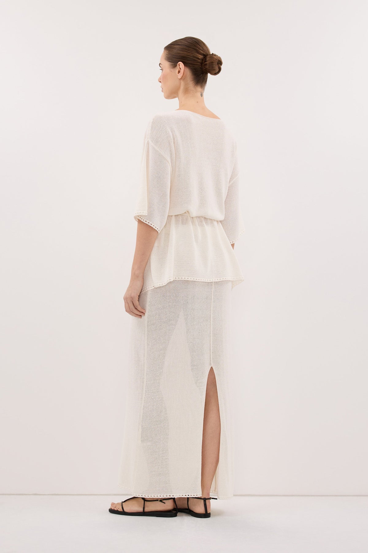 TARI OFF WHITE KNIT MIDI SKIRT