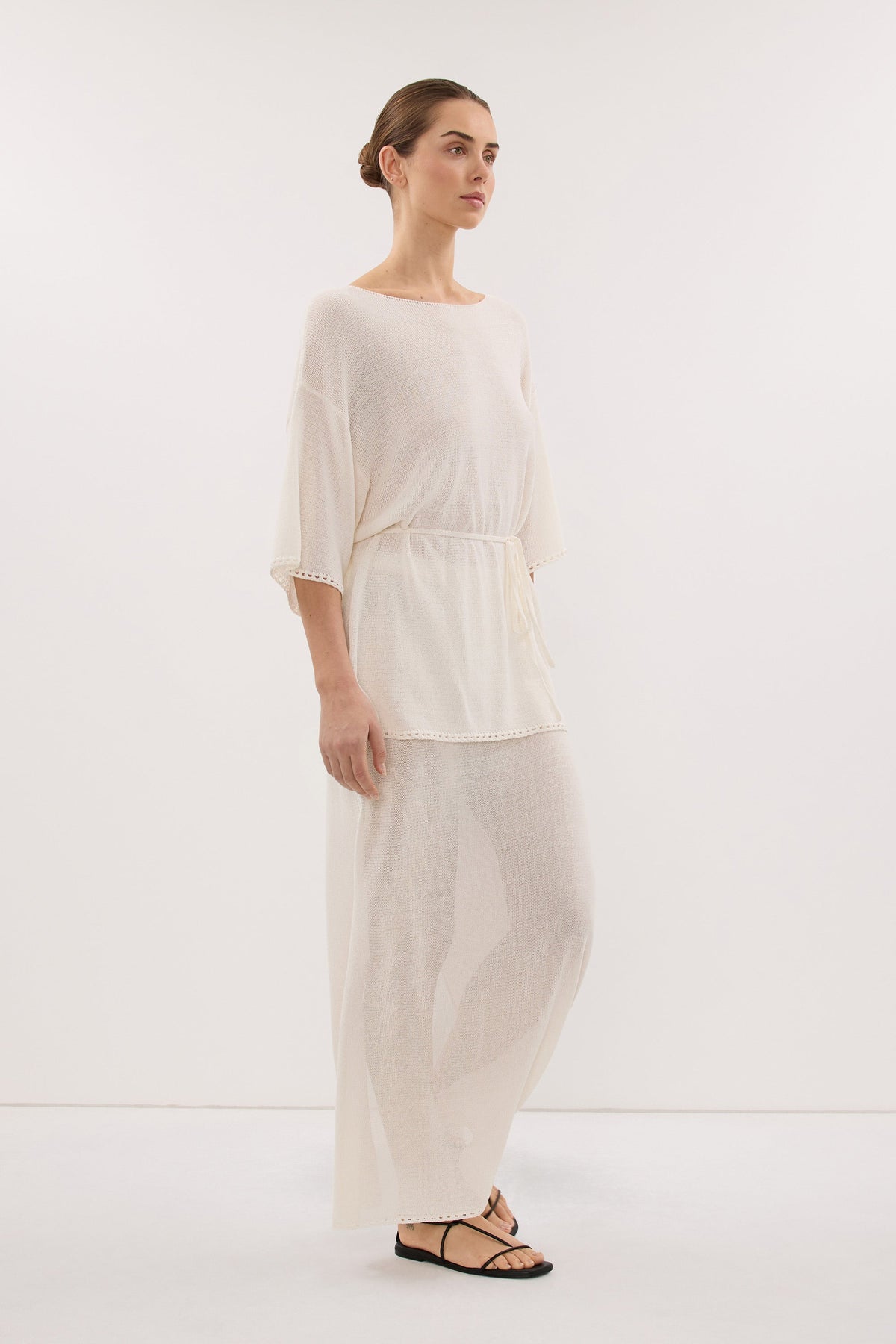 TARI OFF WHITE KNIT MIDI SKIRT