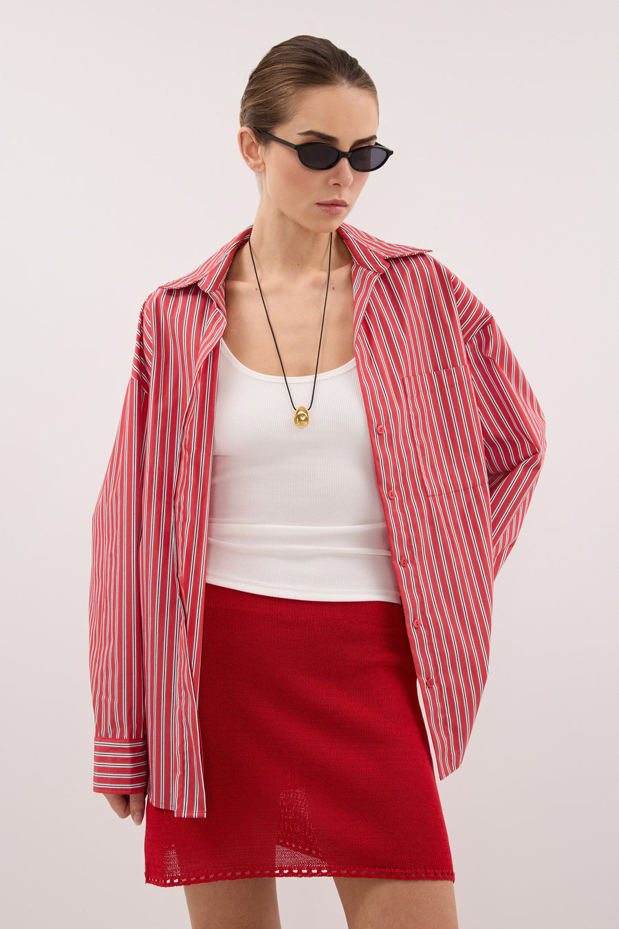 TARI RED KNIT MINI SKIRT
