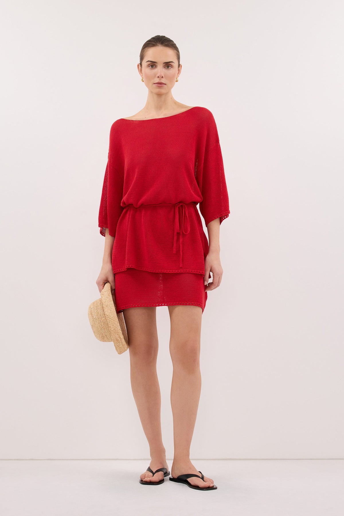 TARI RED KNIT MINI SKIRT
