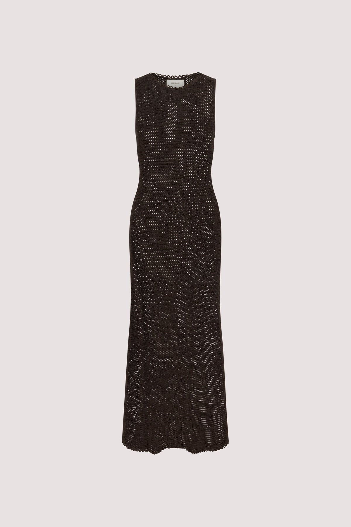 NALIA BLACK OLIVE OPEN KNIT MIDI DRESS